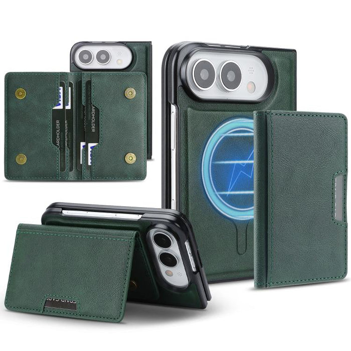 Kalebol Strong MagSafe Magnetic Two-Fold Card Bag Leather Phone Case, For iPhone 17 Pro Max, For iPhone 17 Pro, For iPhone 17, For iPhone Air
