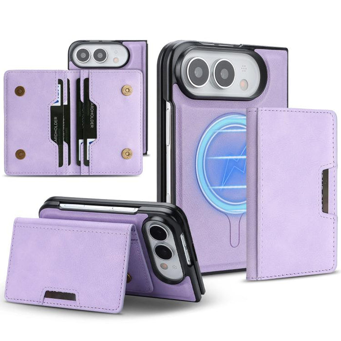 Kalebol Strong MagSafe Magnetic Two-Fold Card Bag Leather Phone Case, For iPhone 17 Pro Max, For iPhone 17 Pro, For iPhone 17, For iPhone Air
