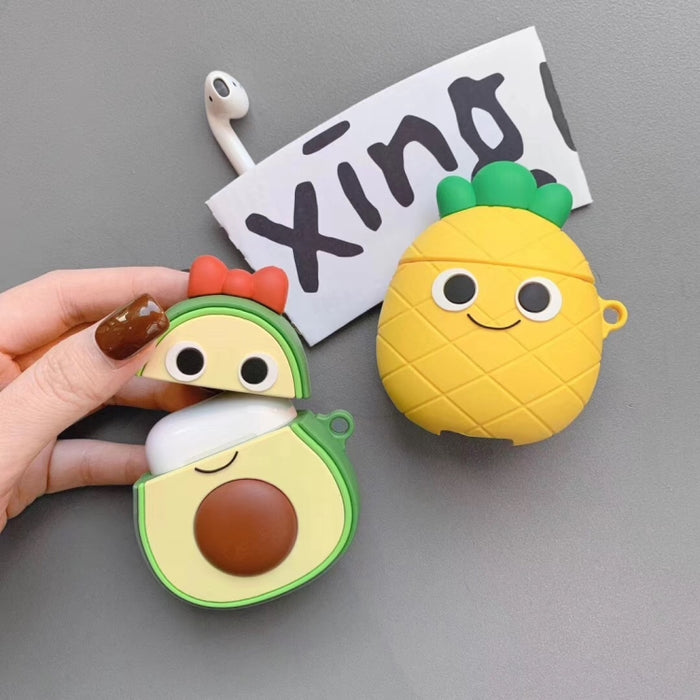 Para Apple AirPods 1/2 Generación Universal Pareja Aguacate Y Piña Estuche Protector Para Auriculares Bluetooth, Pineapple, Avocado