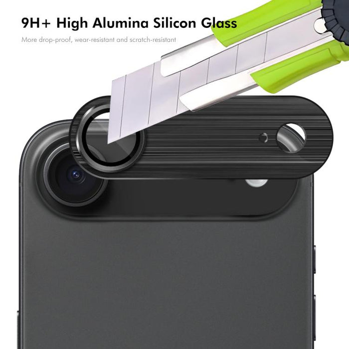 ENKAY Anti-reflection Camera Lens Brushed Aluminium Alloy Tempered Glass Film, For iPhone Air