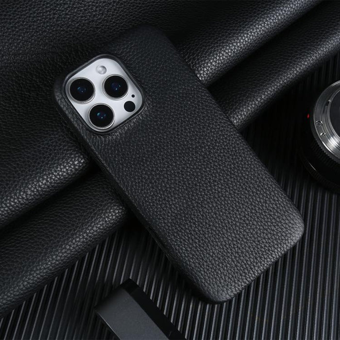Litchi Texture Genuine Leather MagSafe Back Phone Case, For iPhone 16 Pro Max, For iPhone 15 Pro Max, For iPhone 14 Pro Max