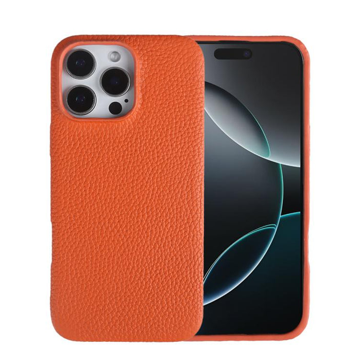 Litchi Texture Genuine Leather MagSafe Back Phone Case, For iPhone 16 Pro Max, For iPhone 15 Pro Max, For iPhone 14 Pro Max