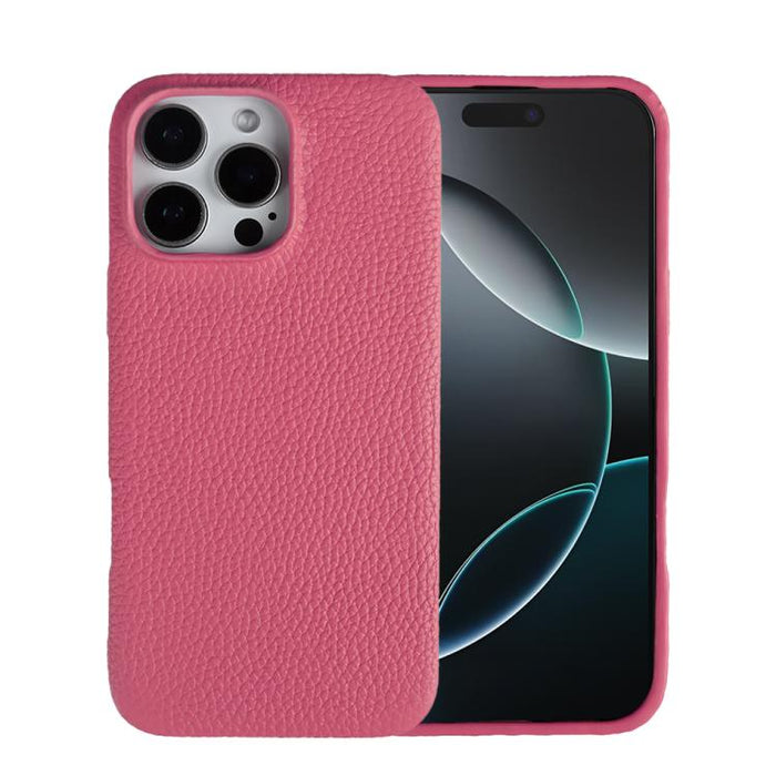Litchi Texture Genuine Leather MagSafe Back Phone Case, For iPhone 16 Pro Max, For iPhone 15 Pro Max, For iPhone 14 Pro Max