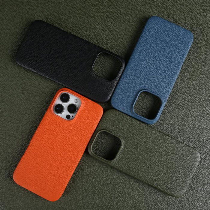 Litchi Texture Genuine Leather MagSafe Back Phone Case, For iPhone 16 Pro Max, For iPhone 15 Pro Max, For iPhone 14 Pro Max