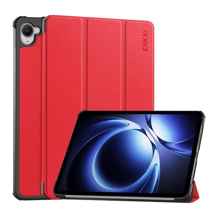 Funda para tablet ENKAY de tres pliegues con soporte y textura Custer, de cuero., For Redmi Pad 2 SE 9.7 2026, For Redmi K Pad 8.8