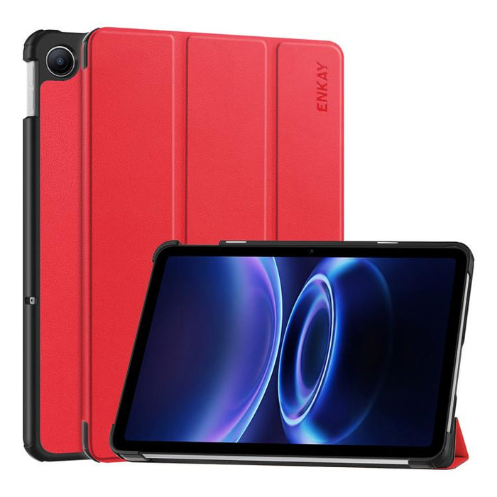 Funda para tablet ENKAY de tres pliegues con soporte y textura Custer, de cuero., For Redmi Pad 2 SE 9.7 2026, For Redmi K Pad 8.8