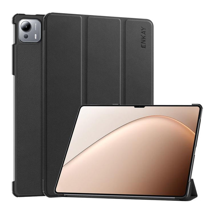 Funda para tablet inteligente ENKAY de tres pliegues, de piel con textura Custer., For Xiaomi Redmi K Pad 2 8.8 2026, For Xiaomi Pad 7S Pro 12.5, For Xiaomi Pad 7 Ultra 14