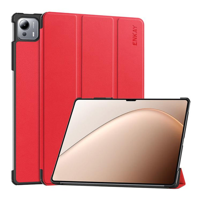 Funda para tablet inteligente ENKAY de tres pliegues, de piel con textura Custer., For Xiaomi Redmi K Pad 2 8.8 2026, For Xiaomi Pad 7S Pro 12.5, For Xiaomi Pad 7 Ultra 14