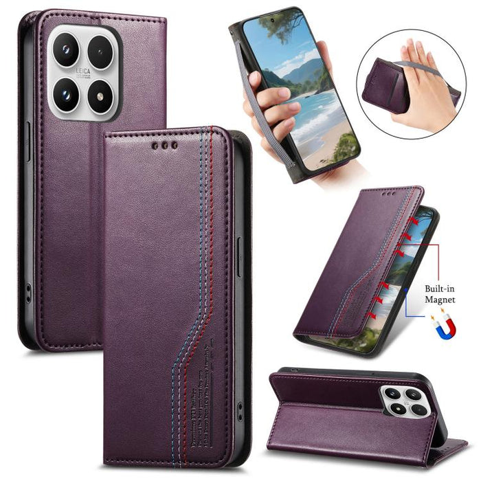Funda de cuero para teléfono con cierre magnético y pulsera elástica, For Xiaomi Poco X8 Pro Max 5G, For Xiaomi Poco X8 Pro 5G, For Redmi Turbo 5 Max 5G, For Redmi Turbo 5 5G, For Xiaomi 17 Pro Max, For Xiaomi 17 Pro, For Xiaomi 17                     ...