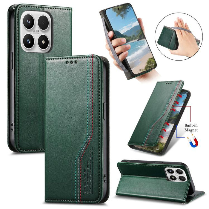 Funda de cuero para teléfono con cierre magnético y pulsera elástica, For Xiaomi Poco X8 Pro Max 5G, For Xiaomi Poco X8 Pro 5G, For Redmi Turbo 5 Max 5G, For Redmi Turbo 5 5G, For Xiaomi 17 Pro Max, For Xiaomi 17 Pro, For Xiaomi 17                     ...
