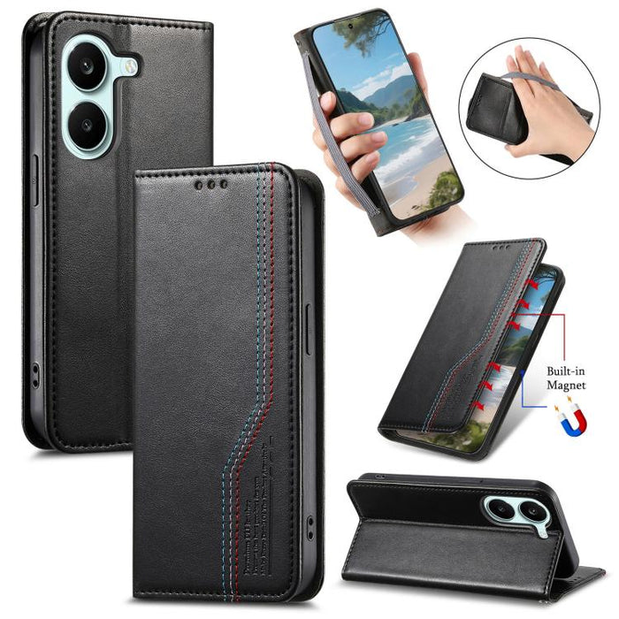 Funda de cuero para teléfono con cierre magnético y pulsera elástica, For Xiaomi Poco X8 Pro Max 5G, For Xiaomi Poco X8 Pro 5G, For Redmi Turbo 5 Max 5G, For Redmi Turbo 5 5G, For Xiaomi 17 Pro Max, For Xiaomi 17 Pro, For Xiaomi 17                     ...