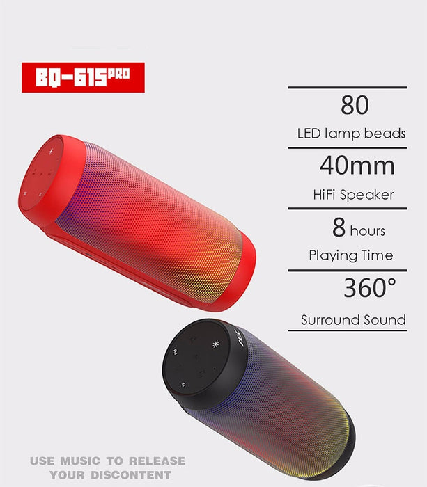 BQ615 PRO Altavoz estéreo HiFi inalámbrico LED colorido, combina Bluetooth + reproductor de tarjetas TF + radio FM + AUX + NFC