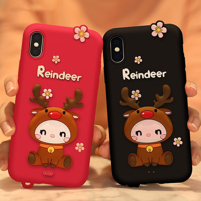 Lovely Reindeer Paquete completo Funda de silicona anti caída para iPhone XS, For iPhone XS