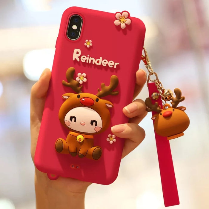 Lovely Reindeer Paquete completo Funda de silicona anti caída para iPhone XS, For iPhone XS