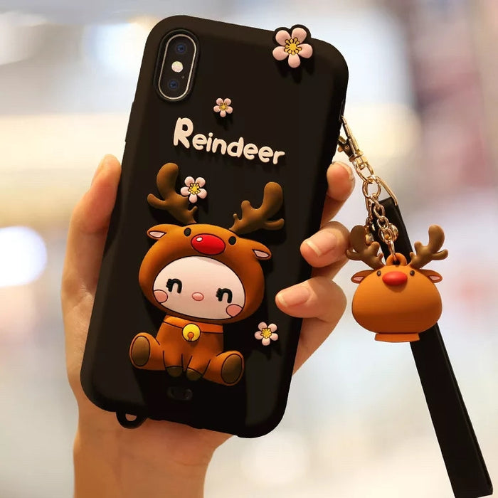 Lovely Reindeer Paquete completo Funda de silicona anti caída para iPhone XS, For iPhone XS