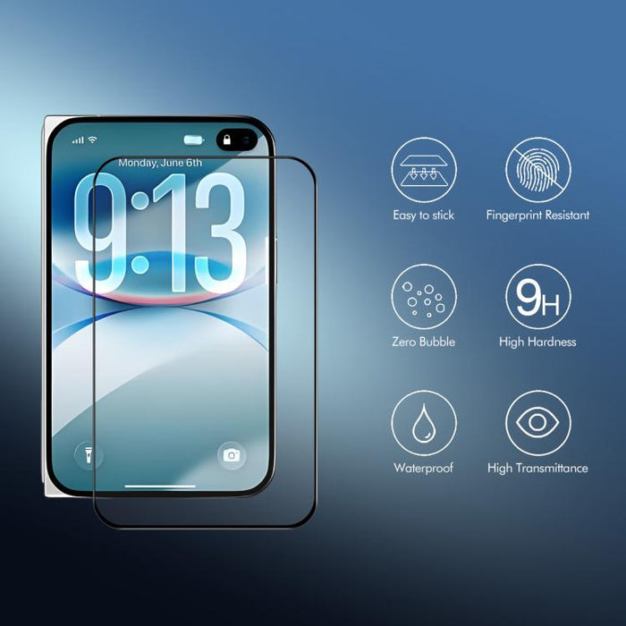 5pcs ENKAY Thickened Glue No White Edge High Aluminum-silicon Tempered Glass Film, For iPhone 17 Pro Max, For iPhone 17 Pro, For iPhone 17, For iPhone Air