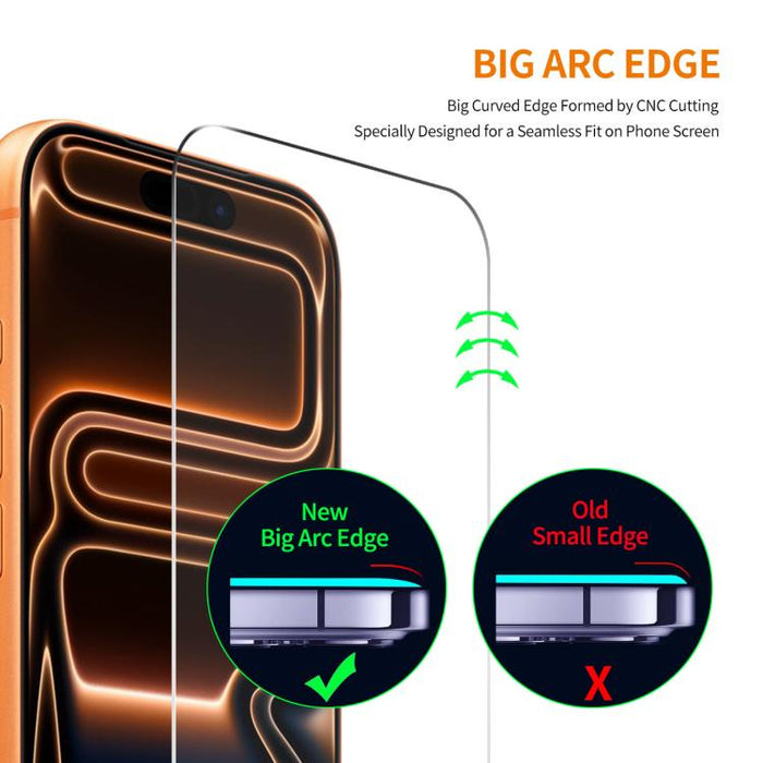 2pcs ENKAY Thickened Glue No White Edge 9H Big Arc Edge High Aluminum-silicon Tempered Glass Film, For iPhone 17 Pro Max, For iPhone 17 Pro, For iPhone 17, For iPhone Air