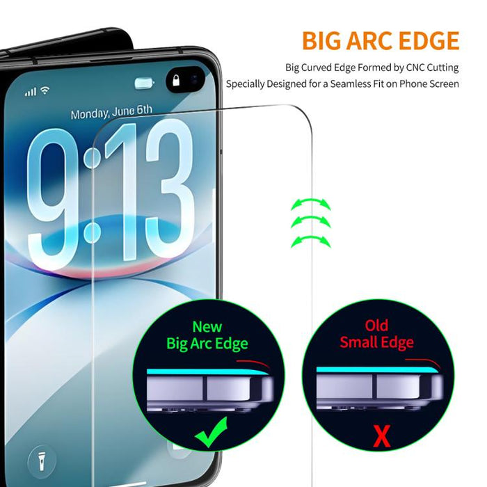 2pcs ENKAY Thickened Glue No White Edge 9H Big Arc Edge High Aluminum-silicon Tempered Glass Film, For iPhone 17 Pro Max, For iPhone 17 Pro, For iPhone 17, For iPhone Air