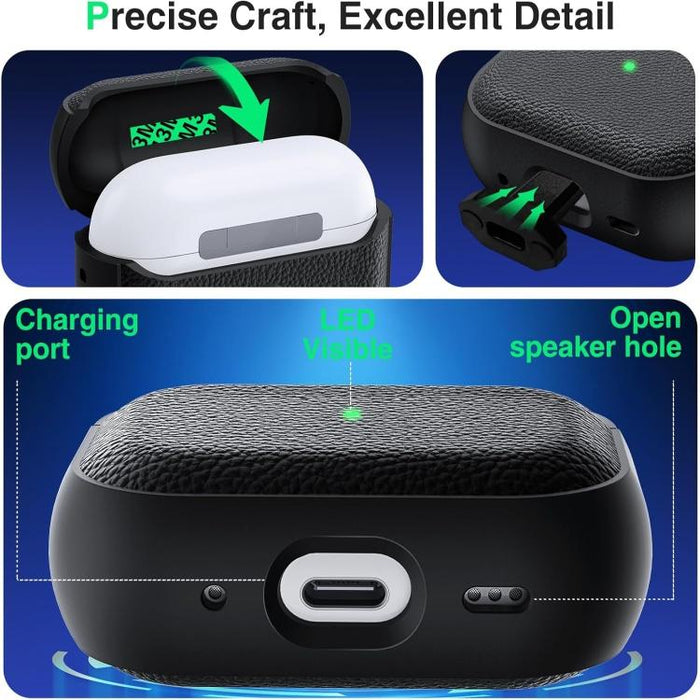 Lychee Texture TPU Earphone Cover with Buckle, For AirPods Pro 3, For AirPods Pro 2