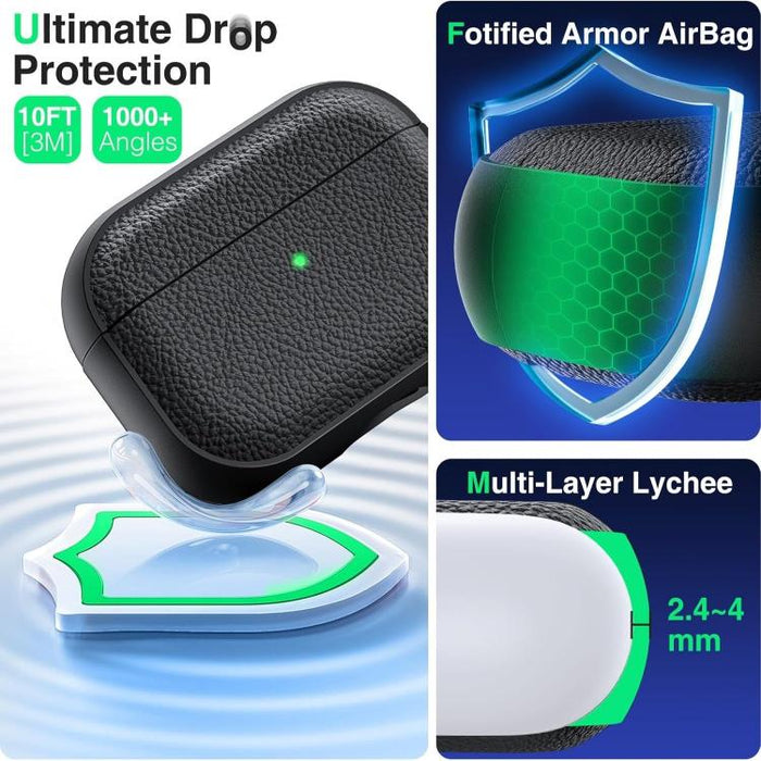 Lychee Texture TPU Earphone Cover with Buckle, For AirPods Pro 3, For AirPods Pro 2