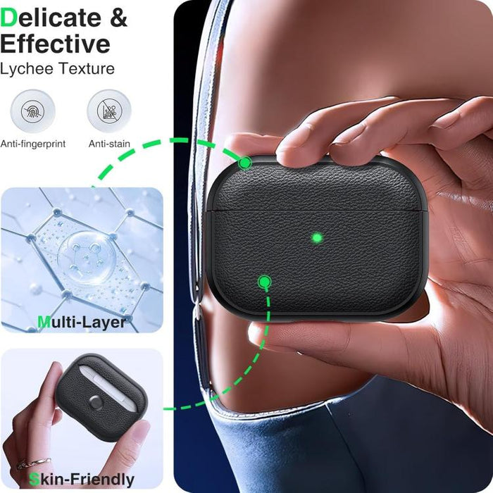 Lychee Texture TPU Earphone Cover with Buckle, For AirPods Pro 3, For AirPods Pro 2