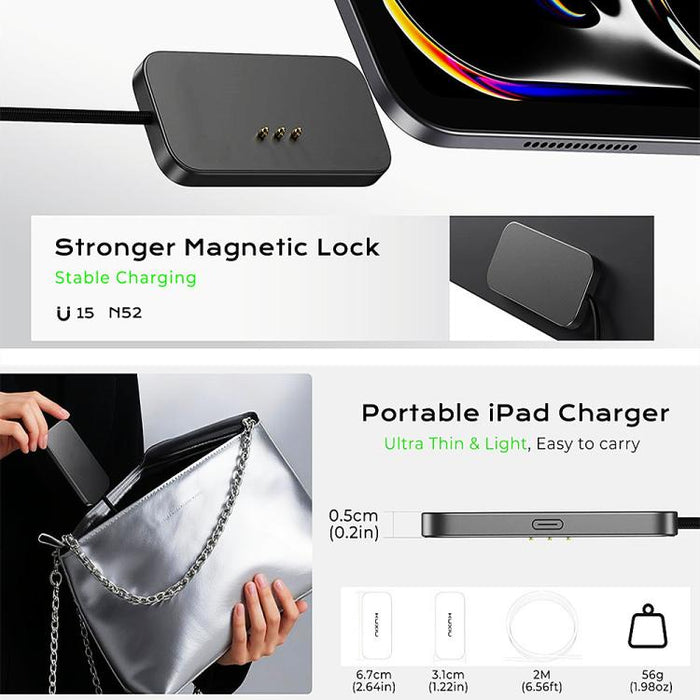 For iPad Pro 12.9 / Air 13 Fast Charging Smart PIN Magnetic Charger Wireless Charging Pad with Type-C Cable, For iPad Pro 12.9 / Air 13