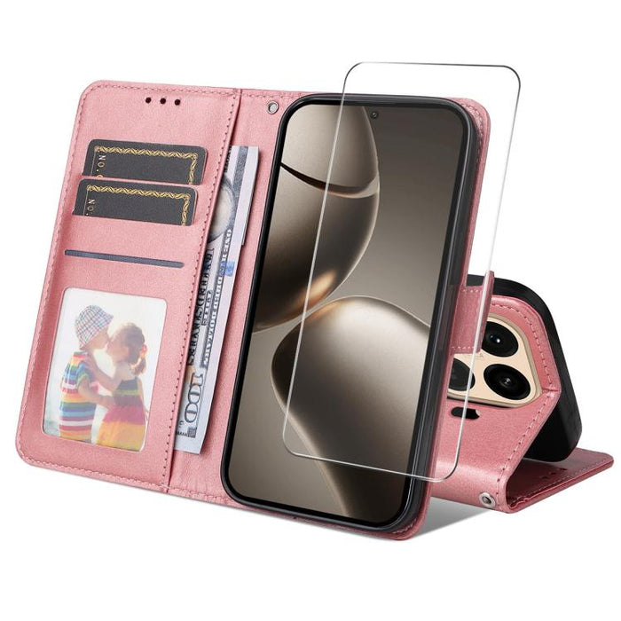 Funda para teléfono ENKAY con tarjetero, textura de piel de becerro y película protectora de aluminio y silicio de 0,18 mm de grosor., For Xiaomi 17T Pro, For Xiaomi 17T, For Xiaomi Poco X8 Pro Max 5G, For Xiaomi Poco X8 Pro 5G, For Xiaomi 17 Ultra    ...