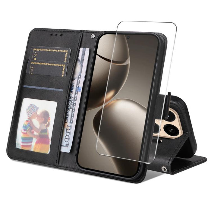 Funda para teléfono ENKAY con tarjetero, textura de piel de becerro y película protectora de aluminio y silicio de 0,18 mm de grosor., For Xiaomi 17T Pro, For Xiaomi 17T, For Xiaomi Poco X8 Pro Max 5G, For Xiaomi Poco X8 Pro 5G, For Xiaomi 17 Ultra    ...