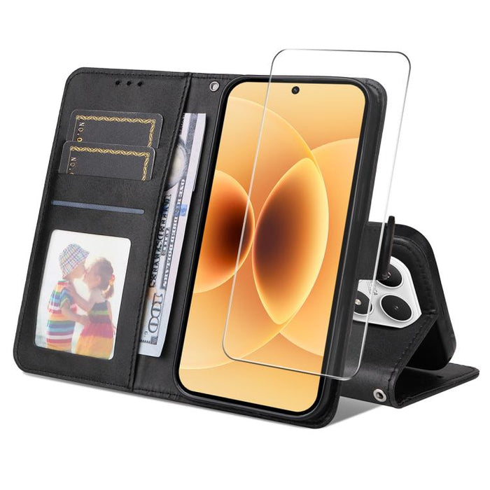 Funda para teléfono ENKAY con tarjetero, textura de piel de becerro y película protectora de aluminio y silicio de 0,18 mm de grosor., For Xiaomi 17T Pro, For Xiaomi 17T, For Xiaomi Poco X8 Pro Max 5G, For Xiaomi Poco X8 Pro 5G, For Xiaomi 17 Ultra    ...