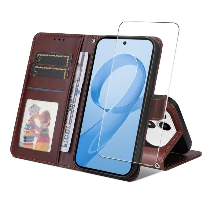 Funda para teléfono ENKAY con tarjetero, textura de piel de becerro y película protectora de aluminio y silicio de 0,18 mm de grosor., For Xiaomi 17T Pro, For Xiaomi 17T, For Xiaomi Poco X8 Pro Max 5G, For Xiaomi Poco X8 Pro 5G, For Xiaomi 17 Ultra    ...
