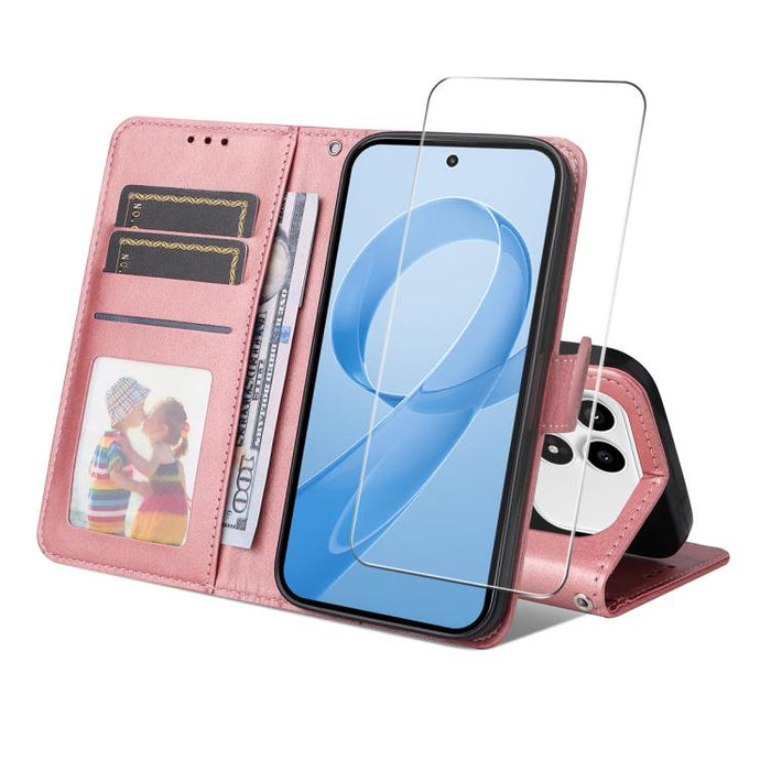 Funda para teléfono ENKAY con tarjetero, textura de piel de becerro y película protectora de aluminio y silicio de 0,18 mm de grosor., For Xiaomi 17T Pro, For Xiaomi 17T, For Xiaomi Poco X8 Pro Max 5G, For Xiaomi Poco X8 Pro 5G, For Xiaomi 17 Ultra    ...