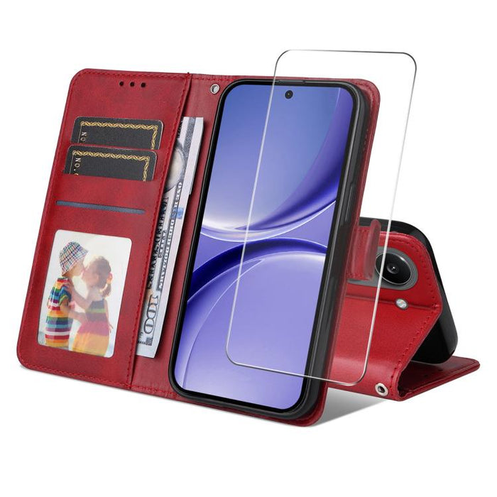 Funda para teléfono ENKAY con tarjetero, textura de piel de becerro y película protectora de aluminio y silicio de 0,18 mm de grosor., For Xiaomi 17T Pro, For Xiaomi 17T, For Xiaomi Poco X8 Pro Max 5G, For Xiaomi Poco X8 Pro 5G, For Xiaomi 17 Ultra    ...