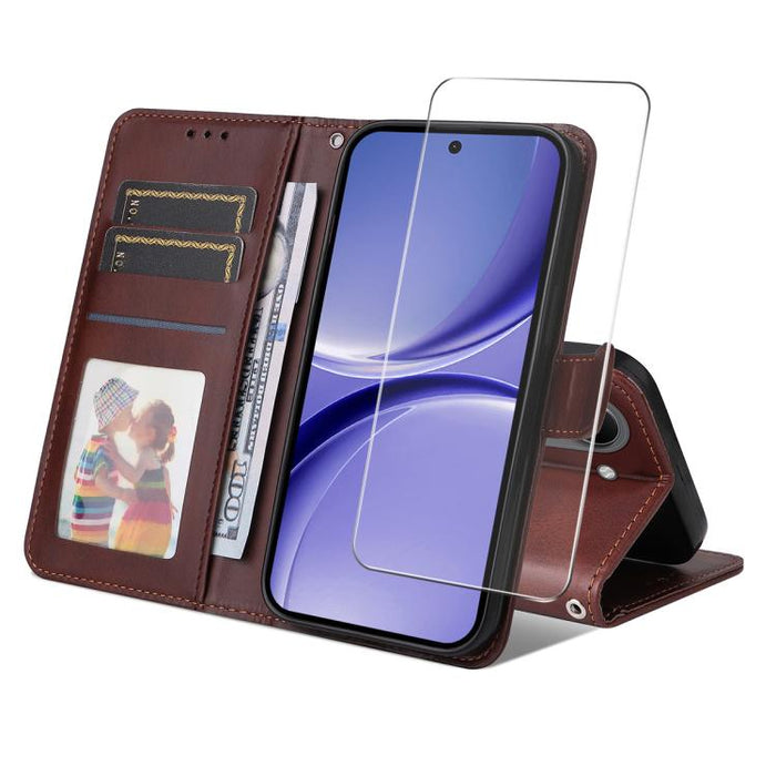 Funda para teléfono ENKAY con tarjetero, textura de piel de becerro y película protectora de aluminio y silicio de 0,18 mm de grosor., For Xiaomi 17T Pro, For Xiaomi 17T, For Xiaomi Poco X8 Pro Max 5G, For Xiaomi Poco X8 Pro 5G, For Xiaomi 17 Ultra    ...
