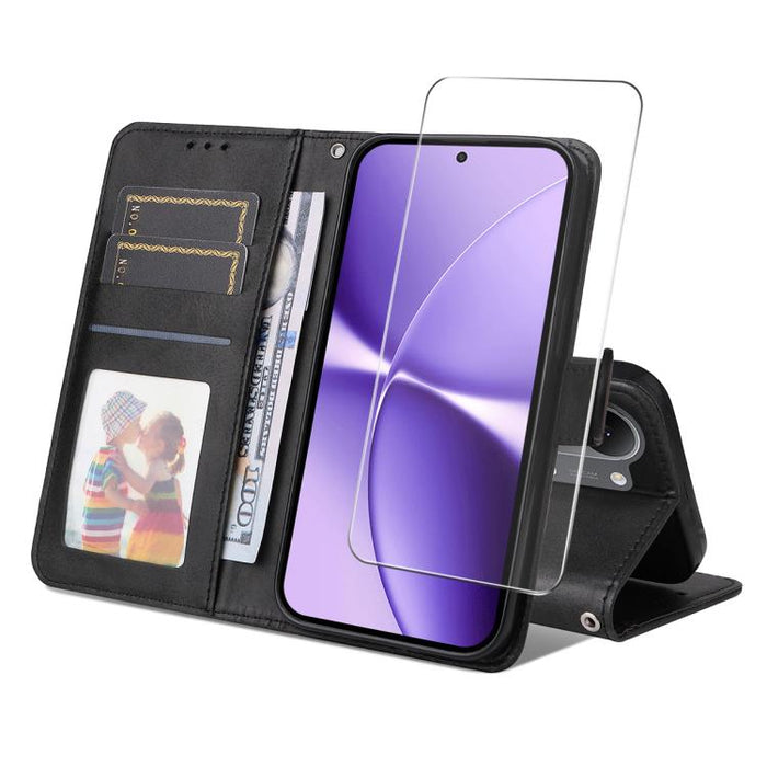 Funda para teléfono ENKAY con tarjetero, textura de piel de becerro y película protectora de aluminio y silicio de 0,18 mm de grosor., For Xiaomi 17T Pro, For Xiaomi 17T, For Xiaomi Poco X8 Pro Max 5G, For Xiaomi Poco X8 Pro 5G, For Xiaomi 17 Ultra    ...