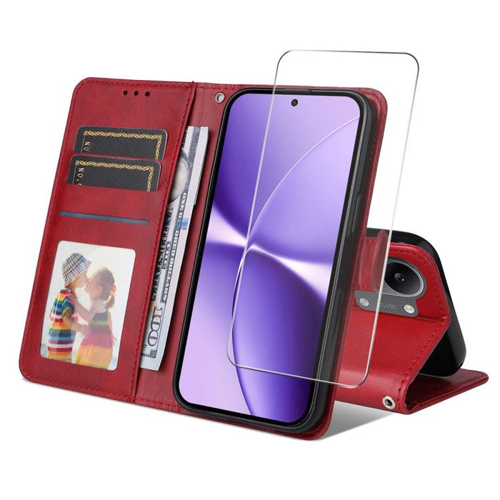 Funda para teléfono ENKAY con tarjetero, textura de piel de becerro y película protectora de aluminio y silicio de 0,18 mm de grosor., For Xiaomi 17T Pro, For Xiaomi 17T, For Xiaomi Poco X8 Pro Max 5G, For Xiaomi Poco X8 Pro 5G, For Xiaomi 17 Ultra    ...