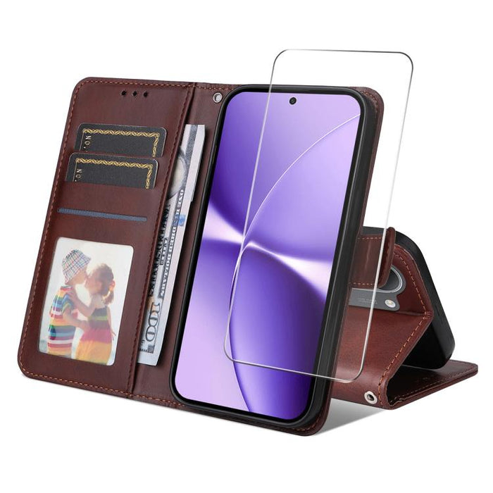 Funda para teléfono ENKAY con tarjetero, textura de piel de becerro y película protectora de aluminio y silicio de 0,18 mm de grosor., For Xiaomi 17T Pro, For Xiaomi 17T, For Xiaomi Poco X8 Pro Max 5G, For Xiaomi Poco X8 Pro 5G, For Xiaomi 17 Ultra    ...