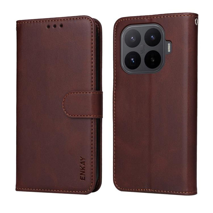 Funda para teléfono ENKAY con tarjetero, textura de piel de becerro y película protectora de aluminio y silicio de 0,18 mm de grosor., For Xiaomi 17T Pro, For Xiaomi 17T, For Xiaomi Poco X8 Pro Max 5G, For Xiaomi Poco X8 Pro 5G, For Xiaomi 17 Ultra    ...
