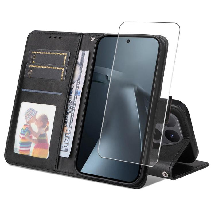 Funda para teléfono ENKAY con tarjetero, textura de piel de becerro y película protectora de aluminio y silicio de 0,18 mm de grosor., For Xiaomi 17T Pro, For Xiaomi 17T, For Xiaomi Poco X8 Pro Max 5G, For Xiaomi Poco X8 Pro 5G, For Xiaomi 17 Ultra    ...