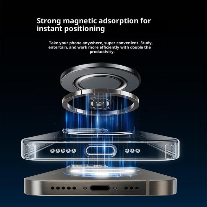 Soporte magnético plegable para teléfono con anillo adhesivo de doble cara T9, rotación de 360 grados y cierre giratorio de 360 grados.