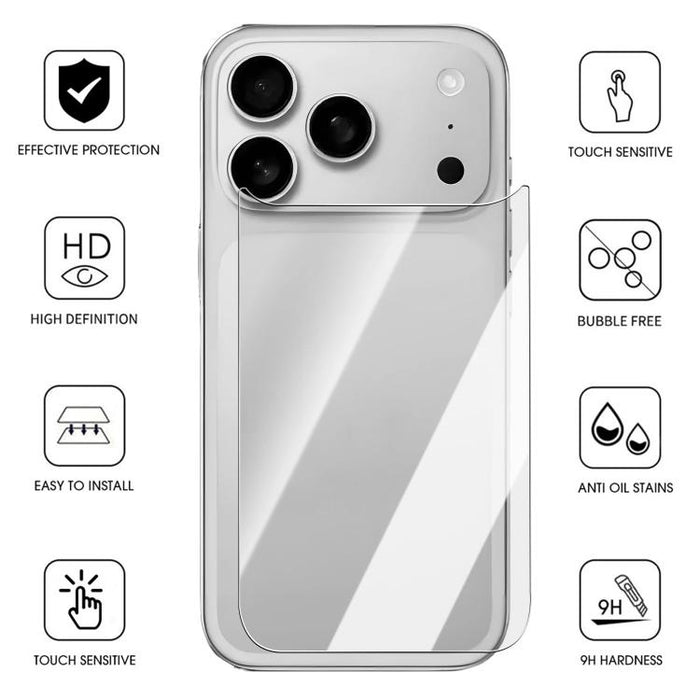 Kalebol 9H Hardness Scratch-resistant HD Clear Back Protector Tempered Glass Film, For iPhone 17 Pro Max, For iPhone 17 Pro, For iPhone 17, For iPhone Air