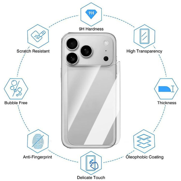 Kalebol 9H Hardness Scratch-resistant HD Clear Back Protector Tempered Glass Film, For iPhone 17 Pro Max, For iPhone 17 Pro, For iPhone 17, For iPhone Air