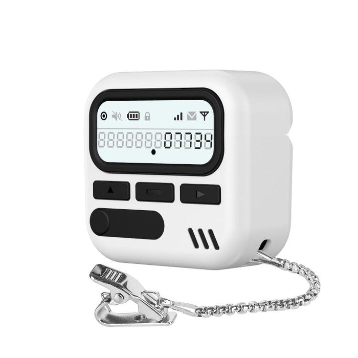 Retro Pager Style Earphone Protective Cover with Metal Chain, For AirPods 4