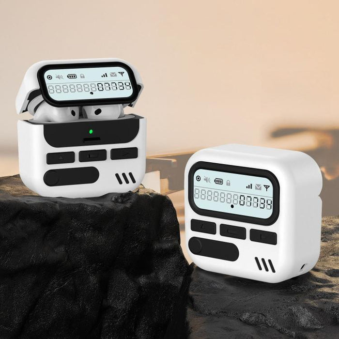 Retro Pager Style Earphone Protective Cover with Metal Chain, For AirPods 4