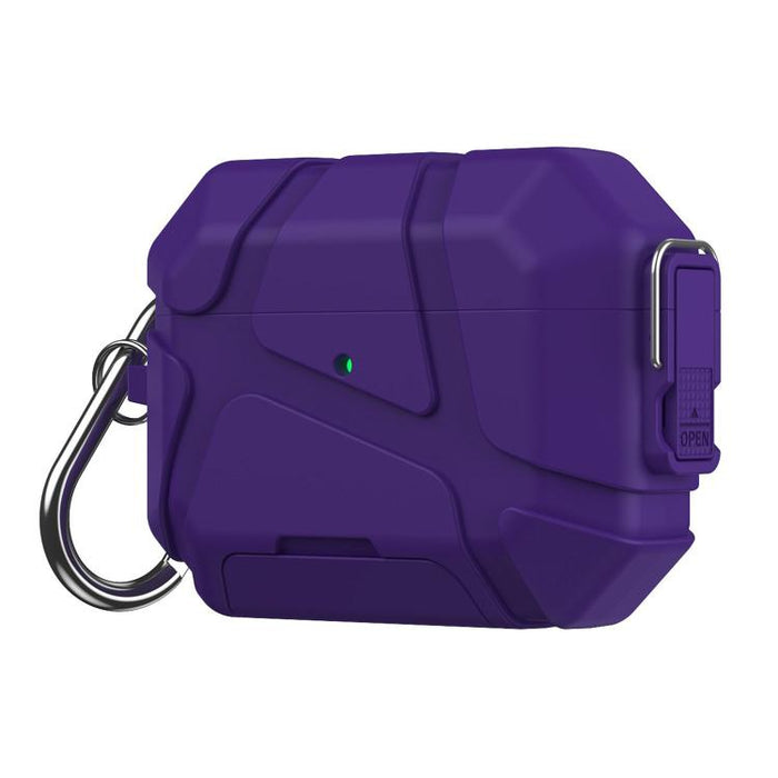 Snap-Lock Invisible Holder Full-Cover TPU Earphone Cover with Carabiner, For AirPods Pro 3