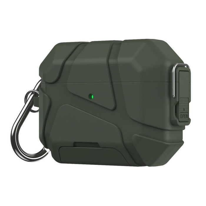 Snap-Lock Invisible Holder Full-Cover TPU Earphone Cover with Carabiner, For AirPods Pro 3