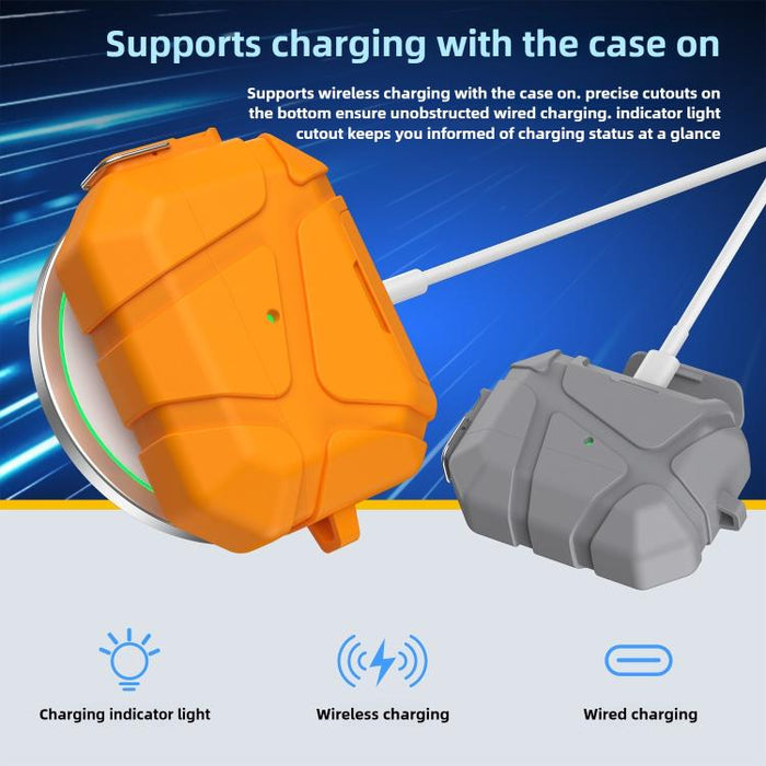 Snap-Lock Invisible Holder Full-Cover TPU Earphone Cover with Carabiner, For AirPods Pro 3