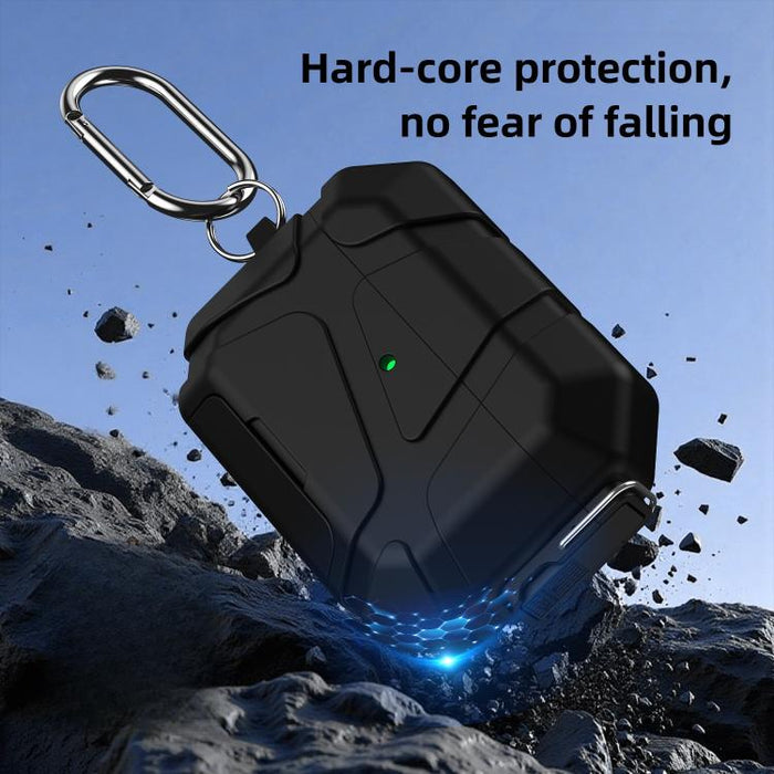 Snap-Lock Invisible Holder Full-Cover TPU Earphone Cover with Carabiner, For AirPods Pro 3