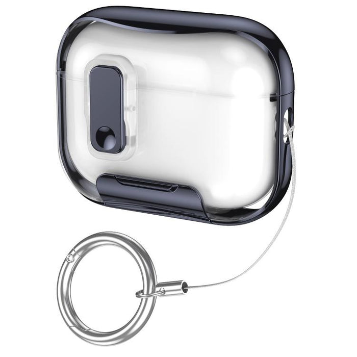 Glass-Coated Transparent Electroplated Lock Invisible Holder Earphone Cover with Metal Ring Buckle, For AirPods Pro 3
