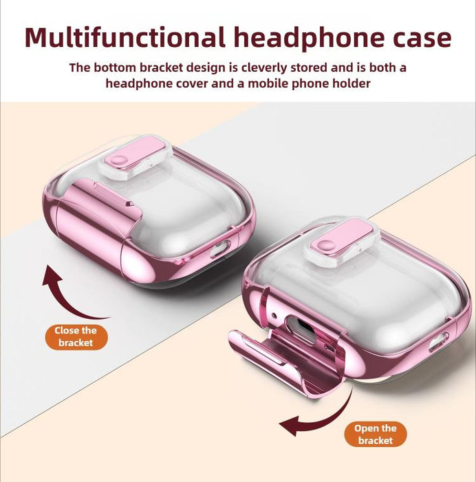 Glass-Coated Transparent Electroplated Lock Invisible Holder Earphone Cover with Metal Ring Buckle, For AirPods Pro 3