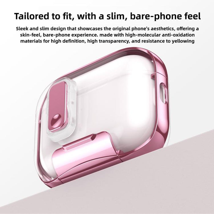 Glass-Coated Transparent Electroplated Lock Invisible Holder Earphone Cover with Metal Ring Buckle, For AirPods Pro 3